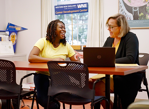 Student working with career coach