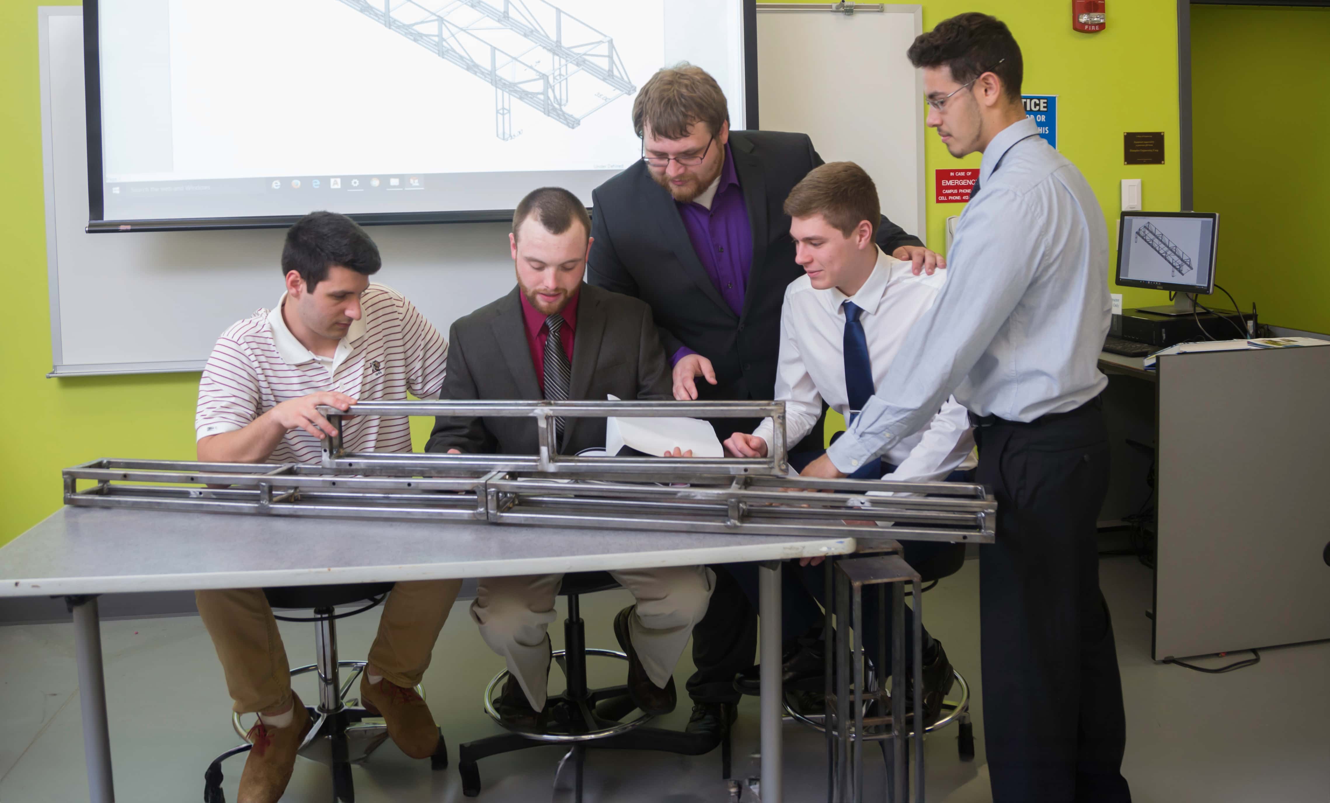 Civil Engineering students working on a project