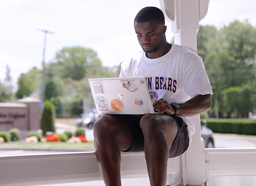 Student working on laptop