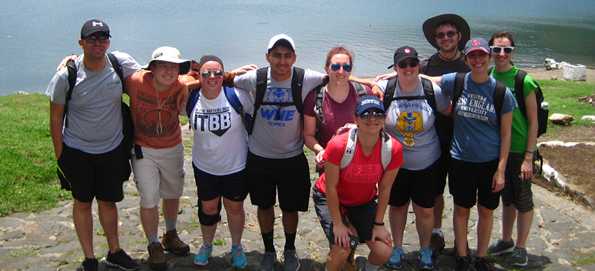 students visiting a tour site in Guatemala