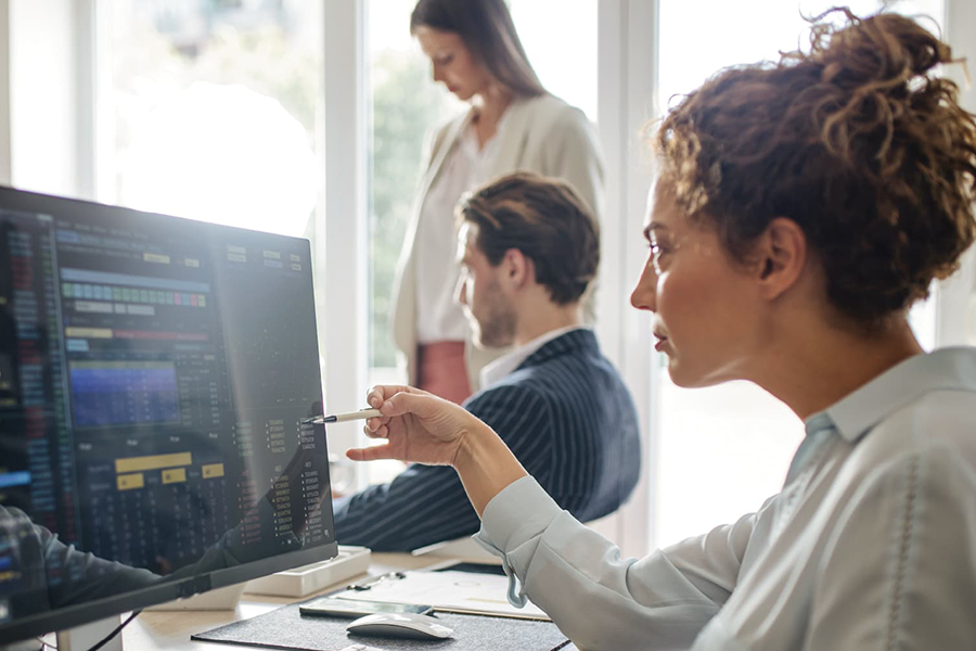 Woman working at a computer