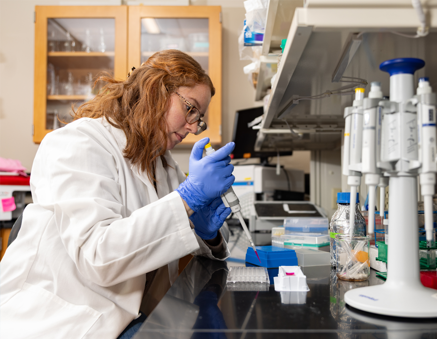 Student in science lab