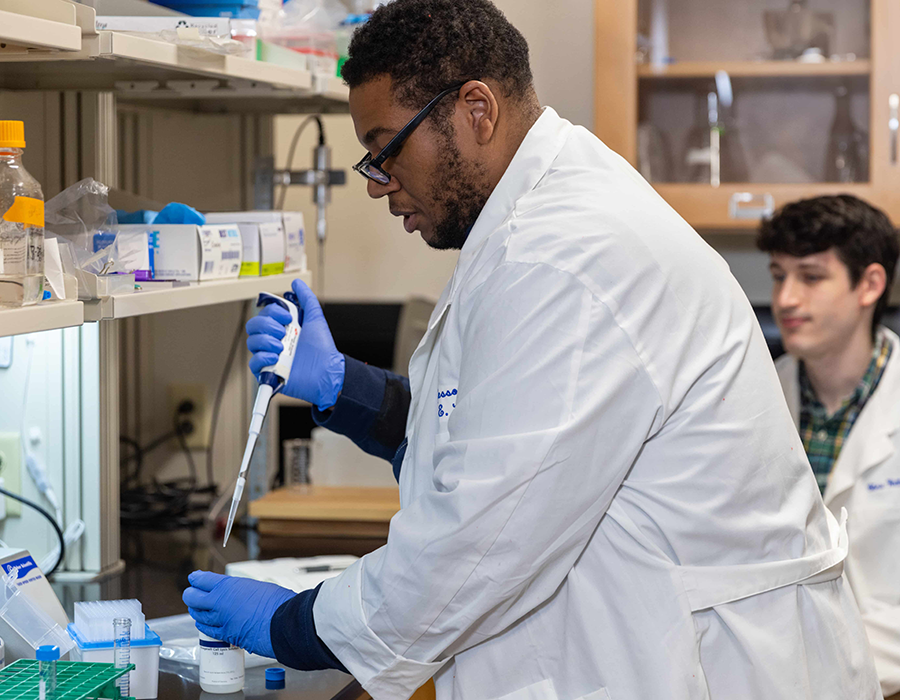 Student in science lab