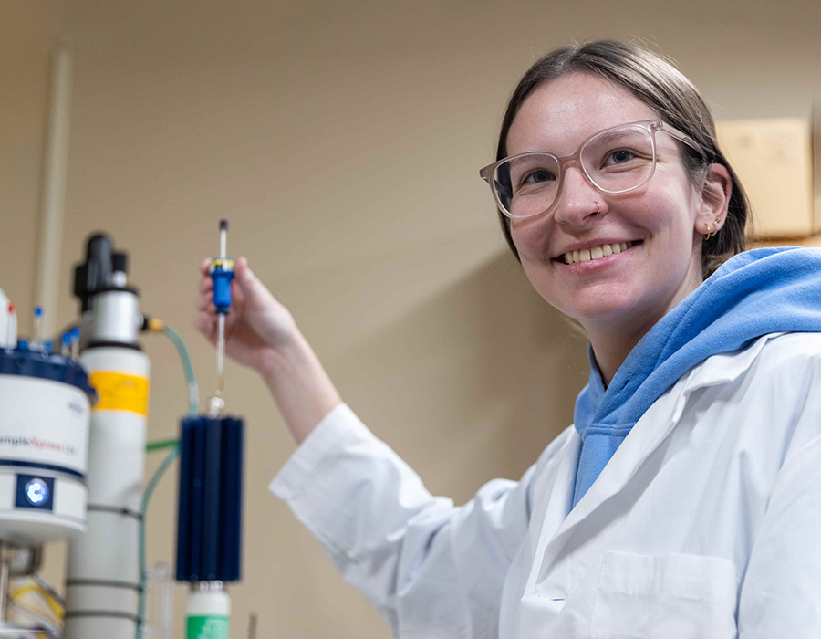 Student in science lab