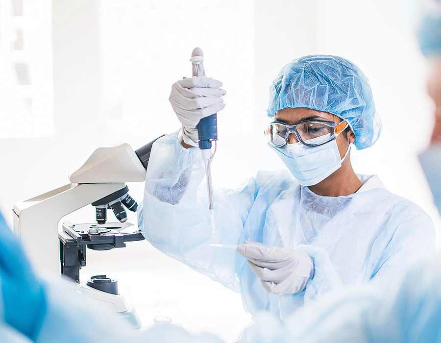 Student in science lab