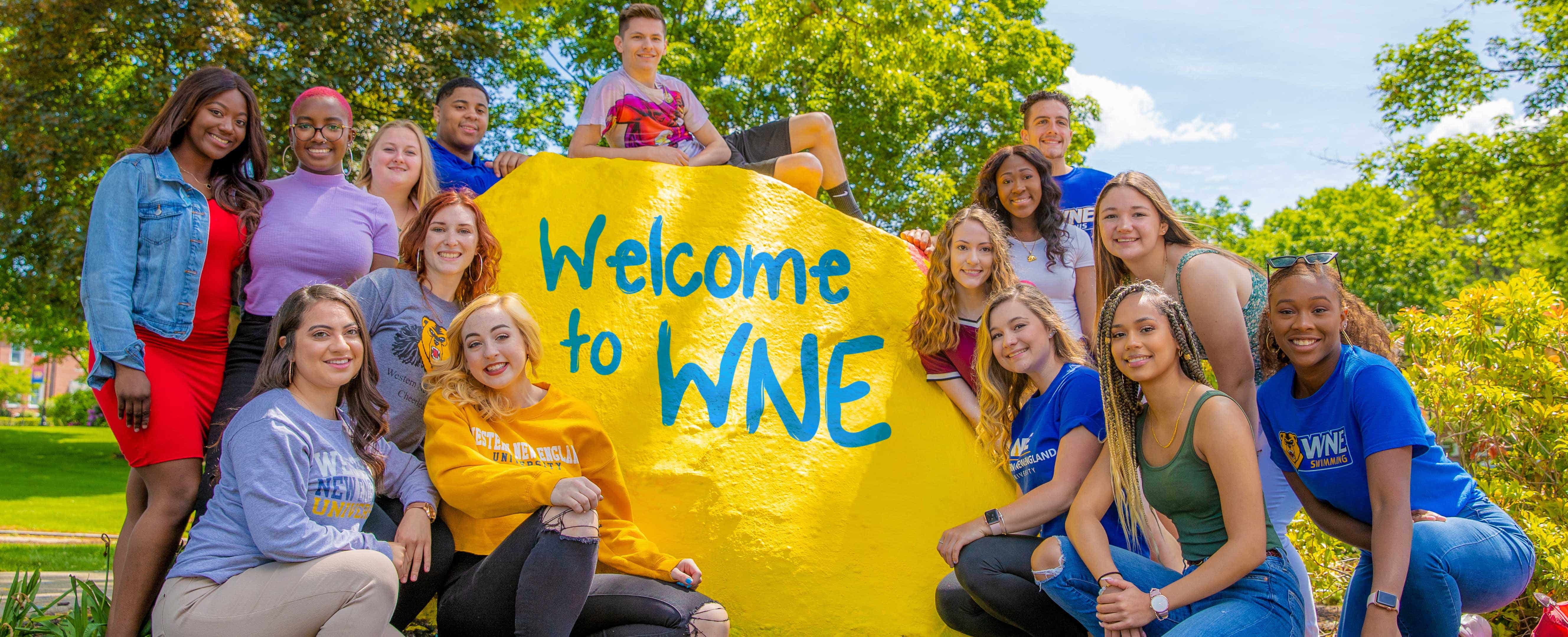 Students gather at the Rock