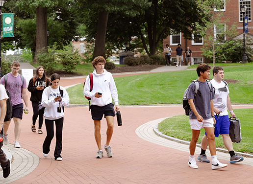 Students walking on campus