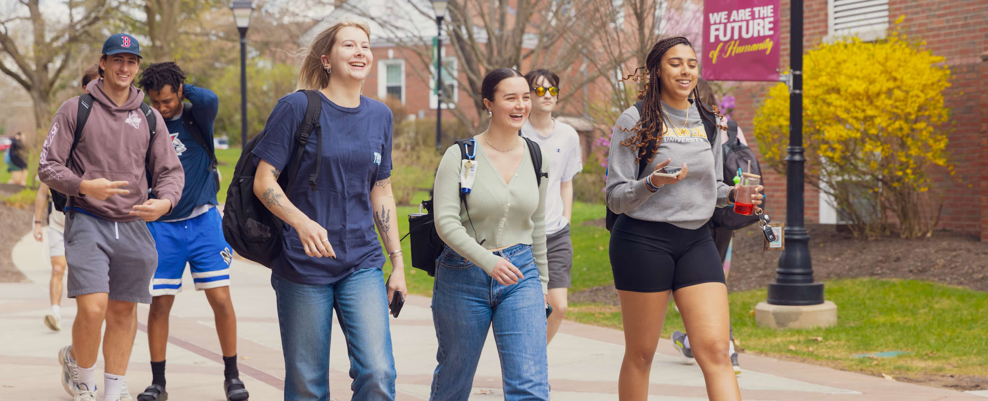 Students walking to class on a fall day