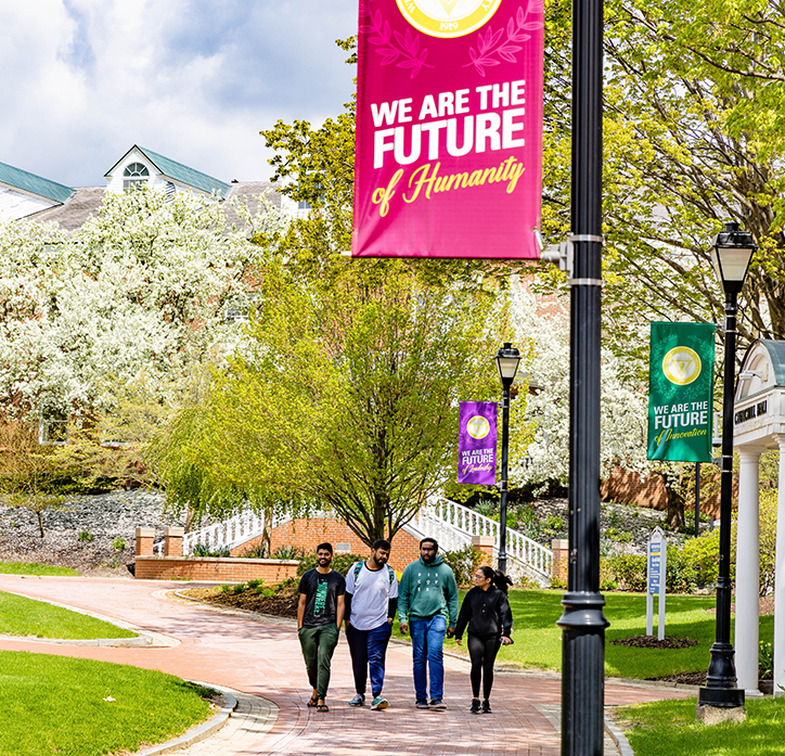 Students walking on campus