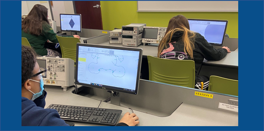 Students work on instrumentation projects and CAD design projects when in the Instrumentation laboratory