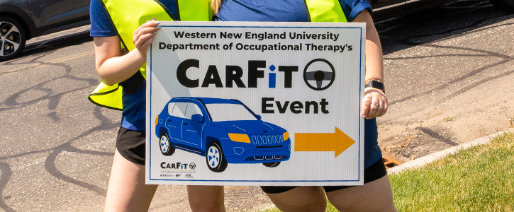 Sign announcing CARFIT event in front of Blake Law School