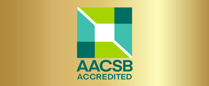 AACSB logo with gold background