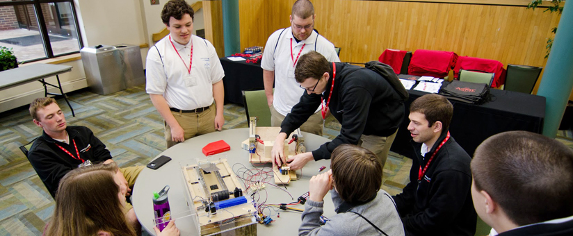 Students working on robot