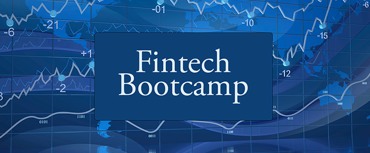 Fintech Bootcamp text on blue backgound
