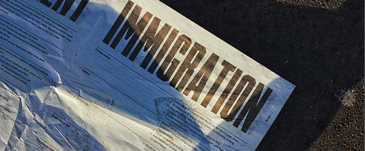 Generic news bullitin with "immigration" headline