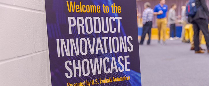 Product Innovation Showcase welcome sign.