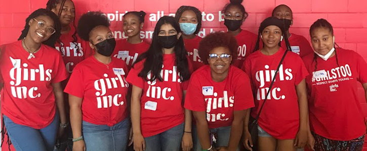 Girls Inc. participants wearing red t-shirts