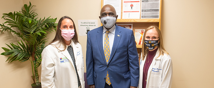Dr. Kam Capoccia, Dr. Robert Johnson, and Dr. Katelyn Parsons pose for a picture at the Consultation and Wellness Center