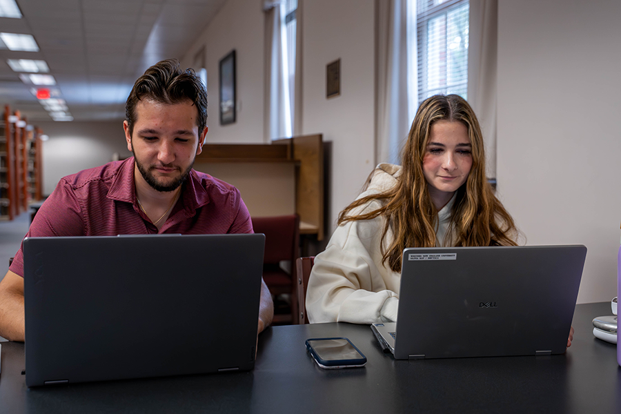 Students in the library