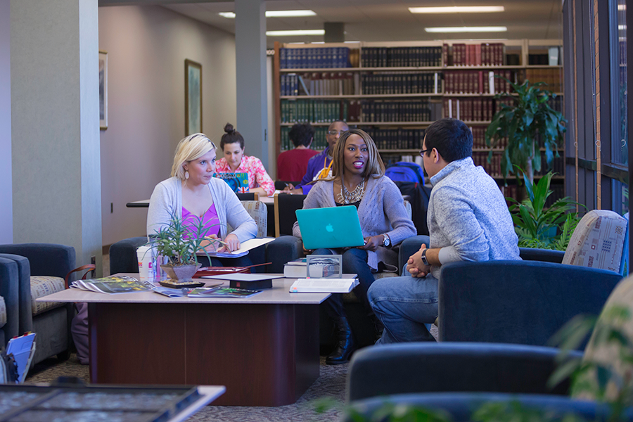 Students in library