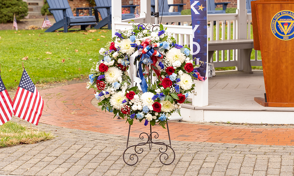 Floral wreath in honor of veterans