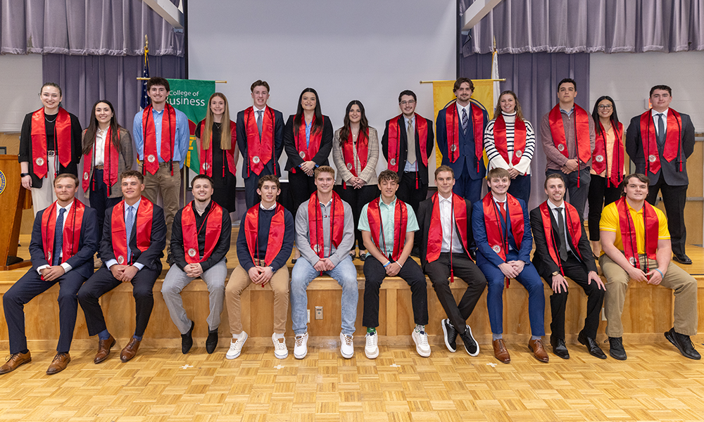 Group photo of the 23 students inducted to the Western New England University's Beta Alpha Psi chapter. 