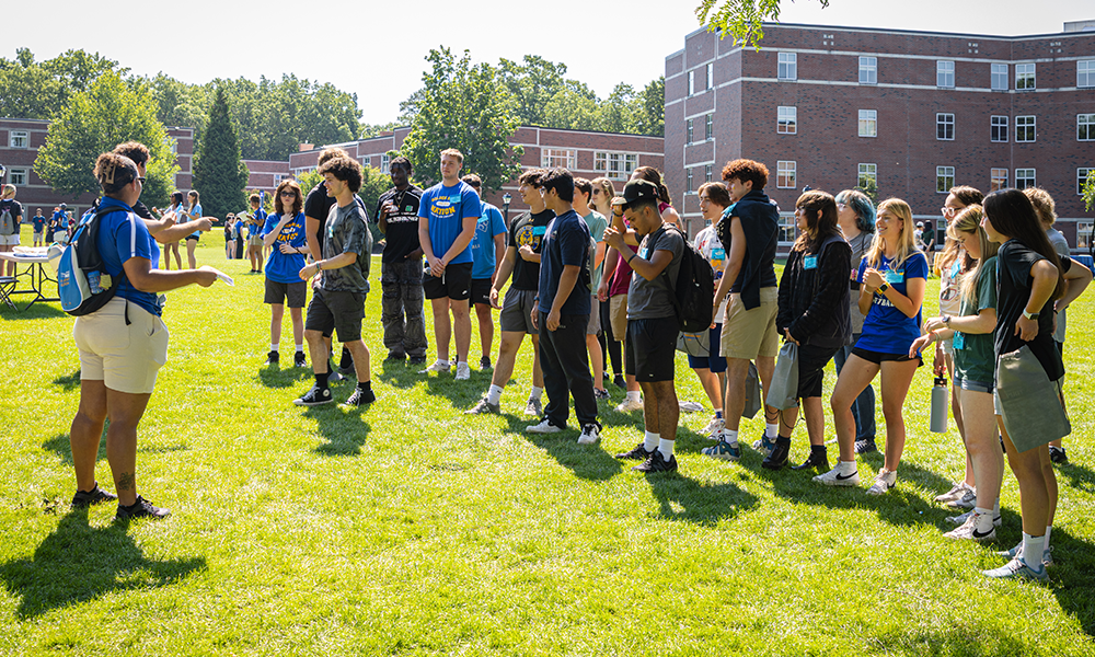 Student Orientation and Registration (SOAR) ice breakers in front of Commonwealth Hall