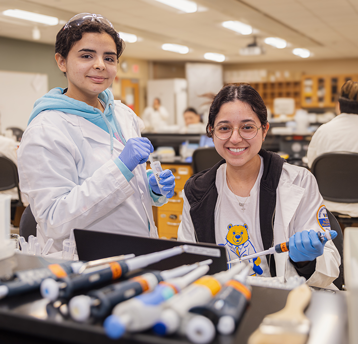 Students in pharmacy lab