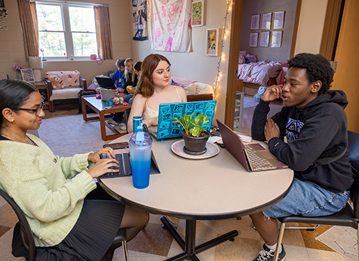 Student in dorm room