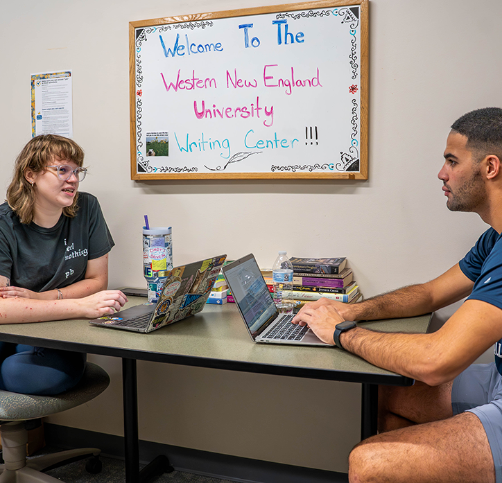 Students working together in the writing center
